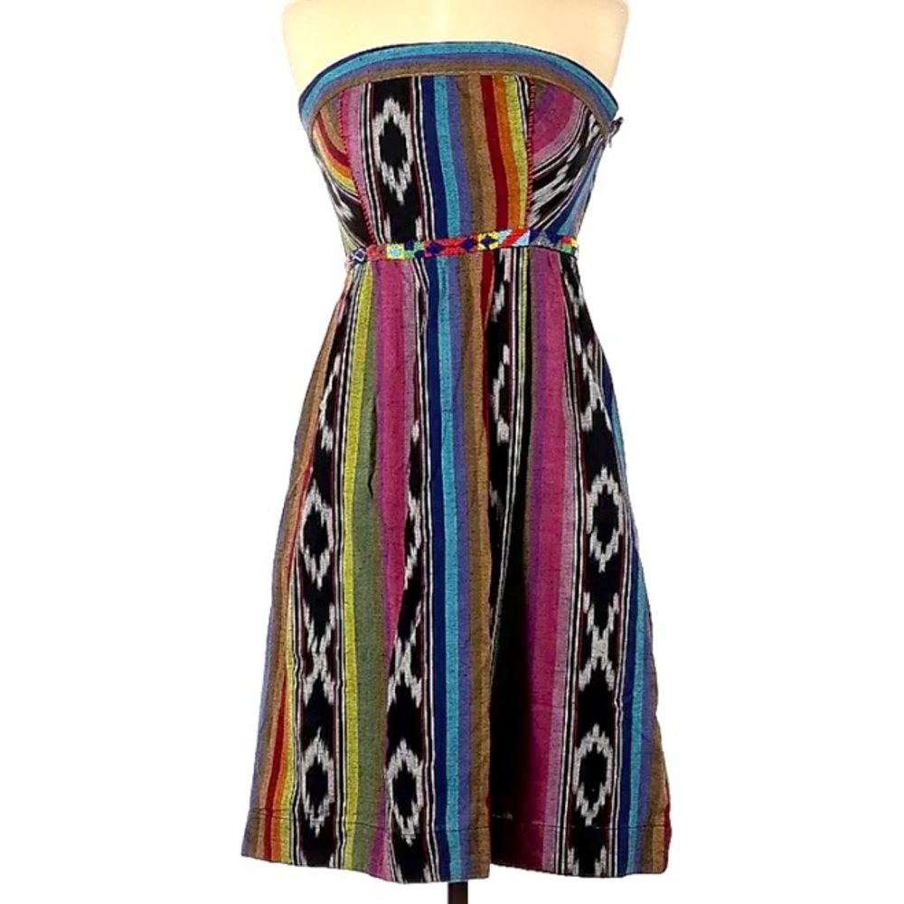Anthropologie Edme & Esyllte Pueblo Ikat Native Beaded Strapless Dress 2 RTL$128
